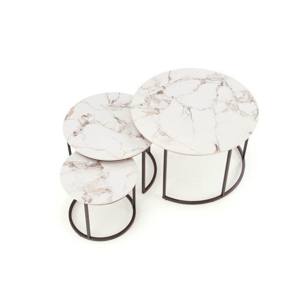 GILDA set of three coffee tables, white marble / black 16