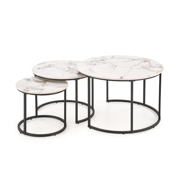 GILDA set of three coffee tables, white marble / black 24
