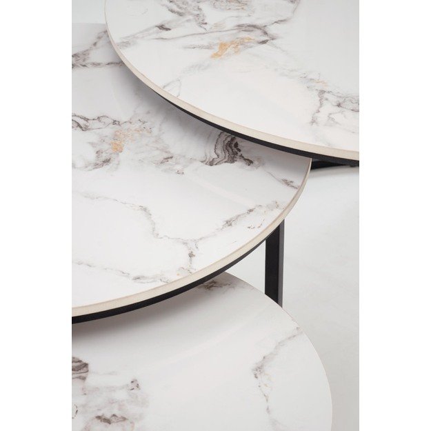 GILDA set of three coffee tables, white marble / black 19