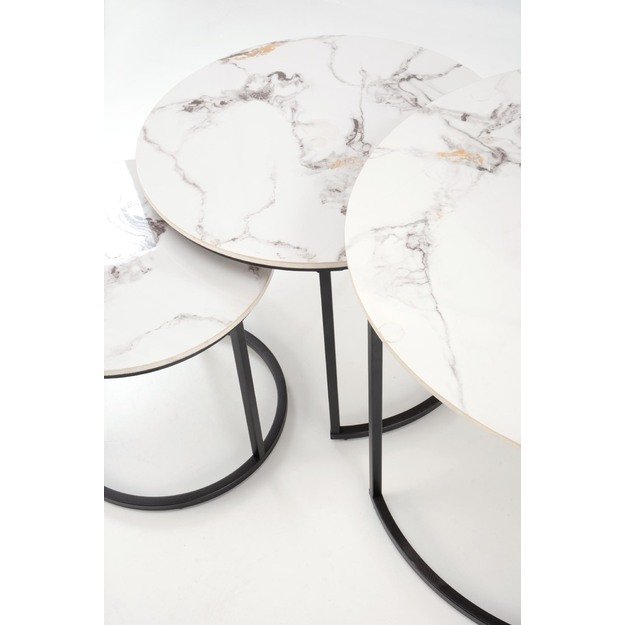 GILDA set of three coffee tables, white marble / black 21