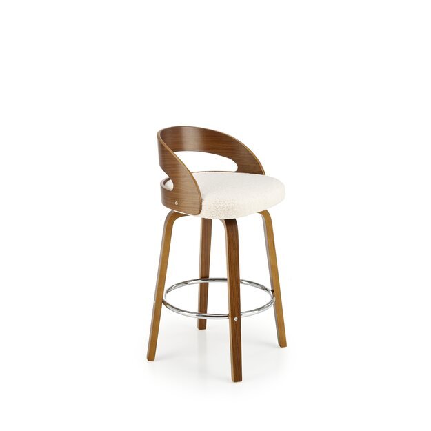 H110 bar stool, creamy / walnut