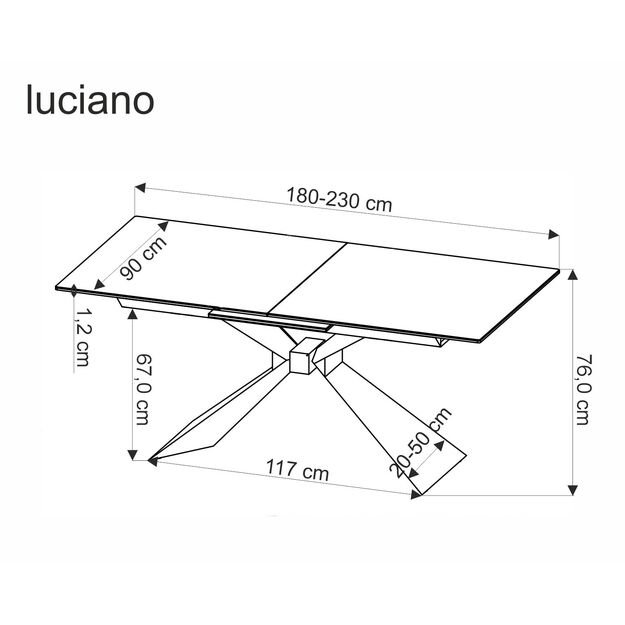 LUCIANO extension table, blue marble / black 31