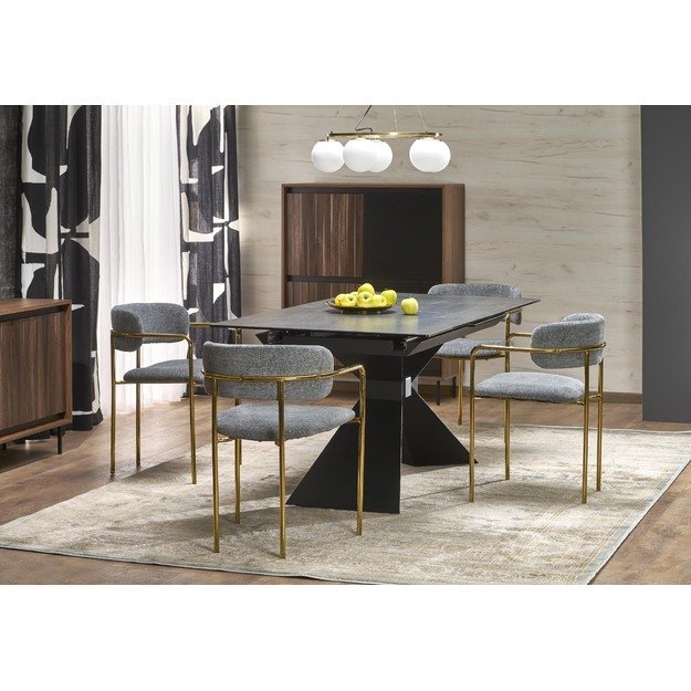 LUCIANO extension table, blue marble / black 18