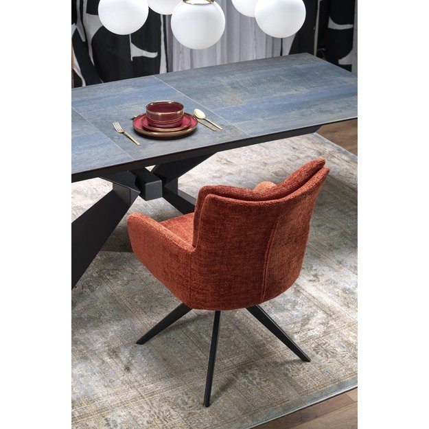 LUCIANO extension table, blue marble / black 14