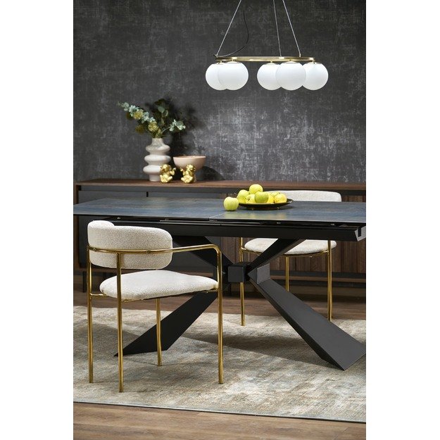 LUCIANO extension table, blue marble / black 17