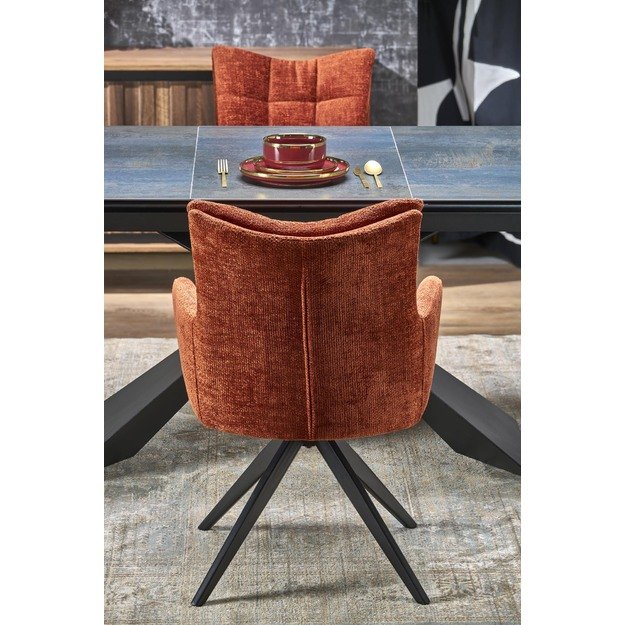 LUCIANO extension table, blue marble / black 32