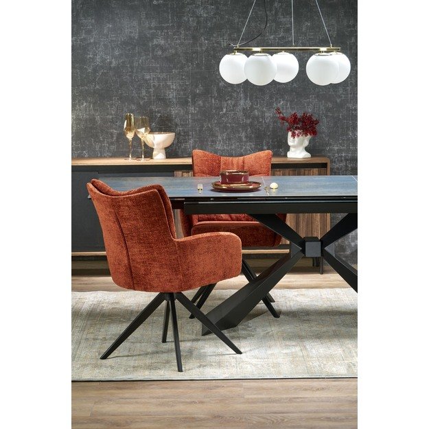 LUCIANO extension table, blue marble / black 30