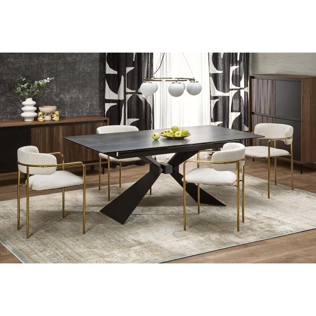 LUCIANO extension table, blue marble / black 35