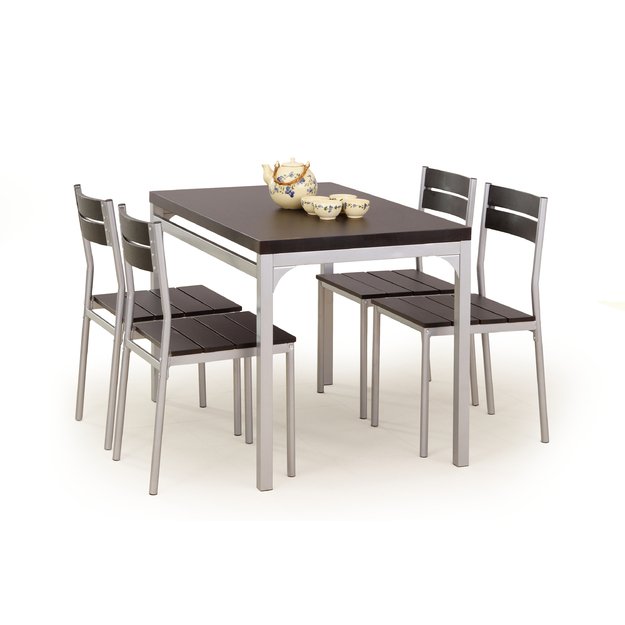 MALCOLM table + 4 chairs color: wenge