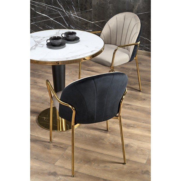 MORATA round table, white marble / black / gold 13