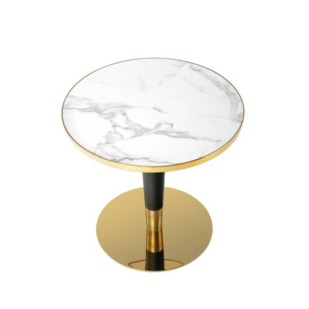MORATA round table, white marble / black / gold 14