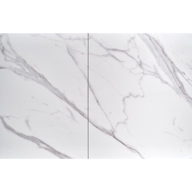 OSMAN extension table, white marble / black 25