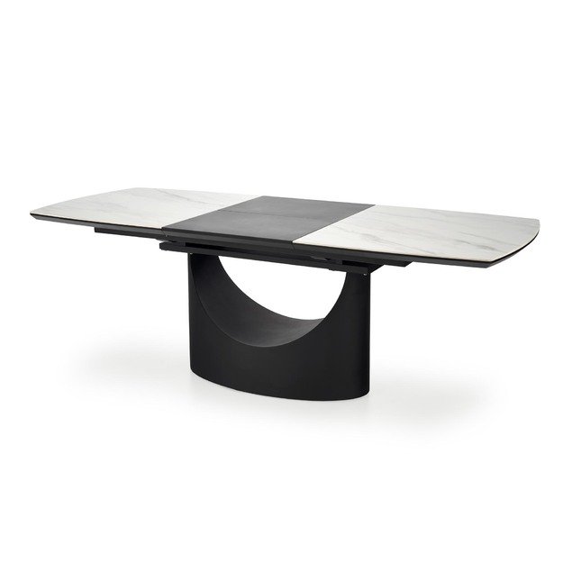 OSMAN extension table, white marble / black 16