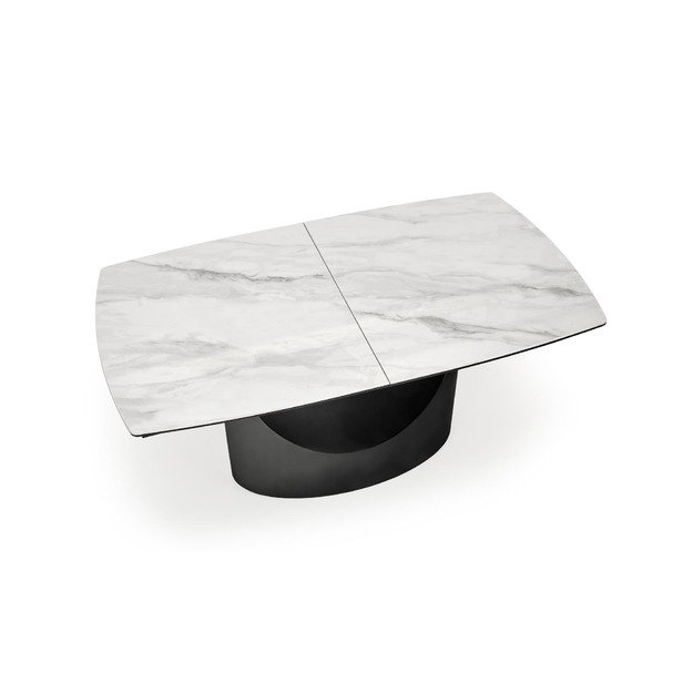 OSMAN extension table, white marble / black 18