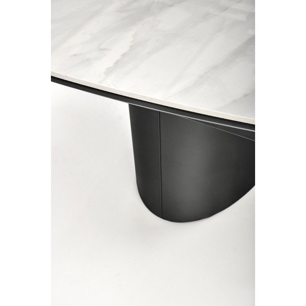 OSMAN extension table, white marble / black 28