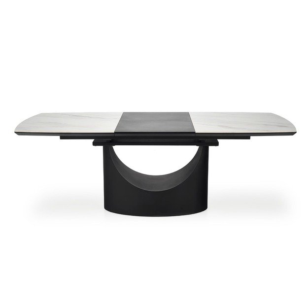 OSMAN extension table, white marble / black 15