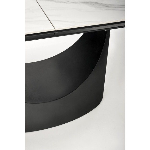 OSMAN extension table, white marble / black 27