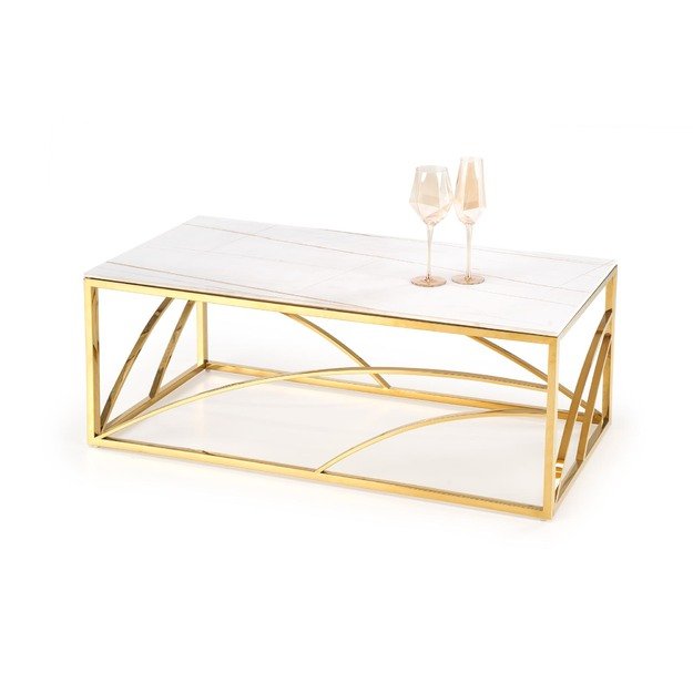 UNIVERSE 2, coffee table, white marble / gold