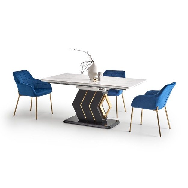 VINCENZO table white marble, leg black/gold 7