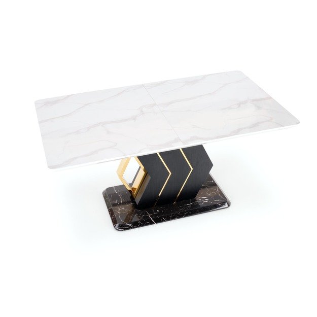 VINCENZO table white marble, leg black/gold