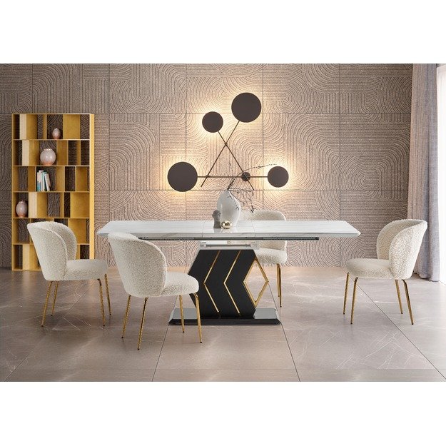 VINCENZO table white marble, leg black/gold
