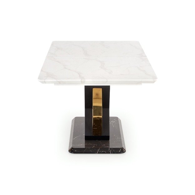 VINCENZO table white marble, leg black/gold 12