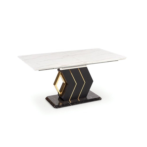 VINCENZO table white marble, leg black/gold