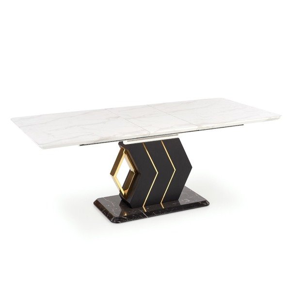 VINCENZO table white marble, leg black/gold