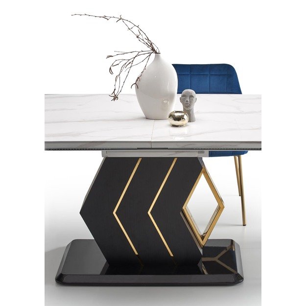 VINCENZO table white marble, leg black/gold 8