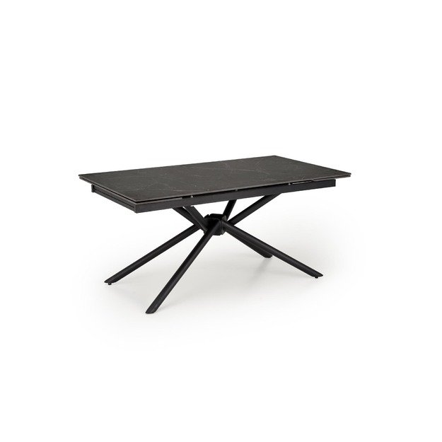 VITORINO extension table, color: top - black marble, legs - black 25