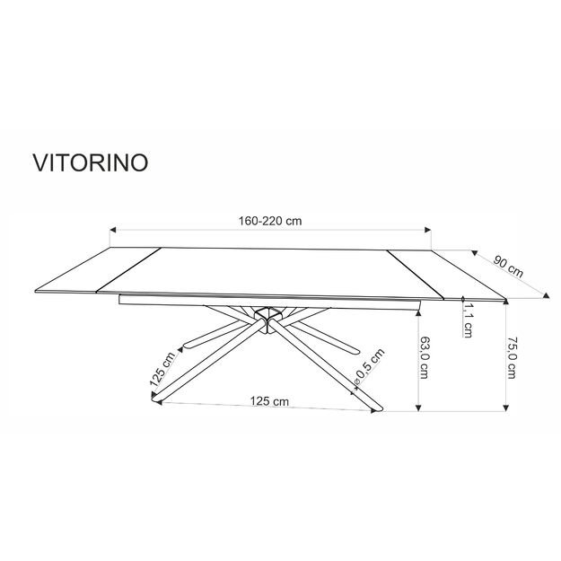 VITORINO extension table, color: top - black marble, legs - black 26