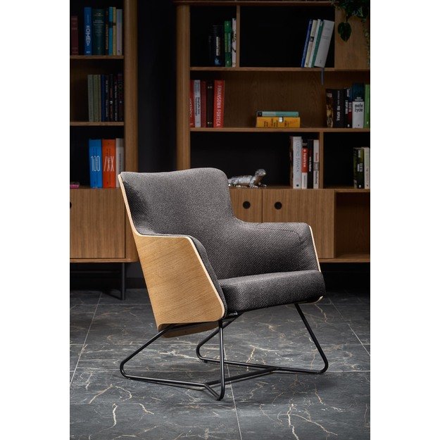 CHILLOUT leisure armchair dark grey / natural oak, legs - black 3