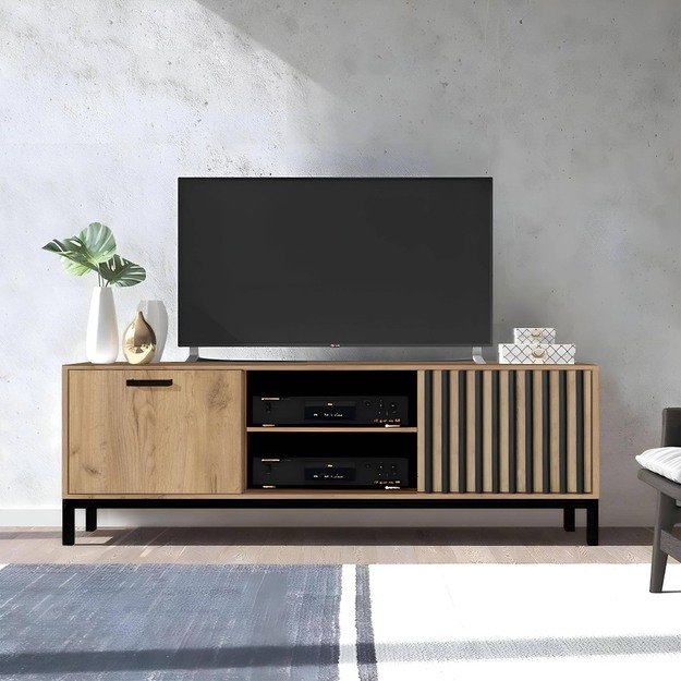 LAMINO RTV-1, TV-stand, craft oak / black 1