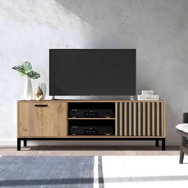 LAMINO RTV-1, TV-stand, craft oak / black 3