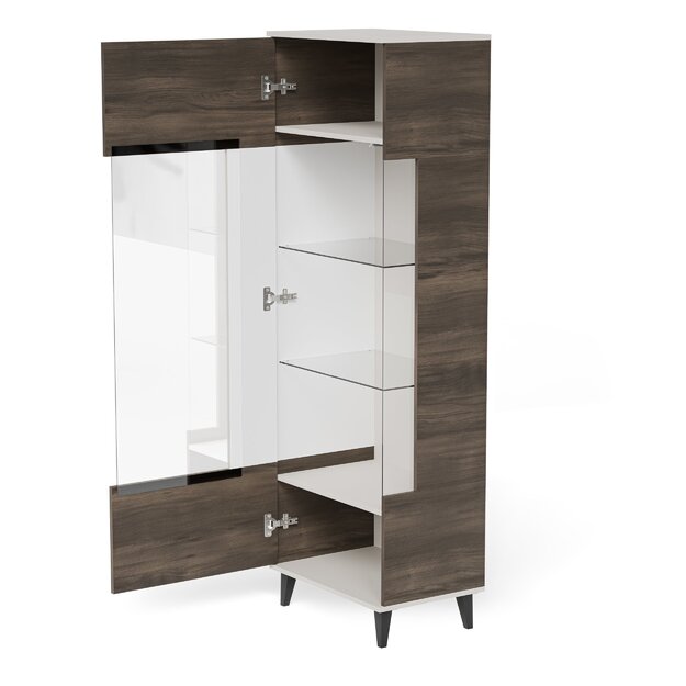 RANDOM 2 W-1 display cabinet, color: cashmere / walnut / black 11