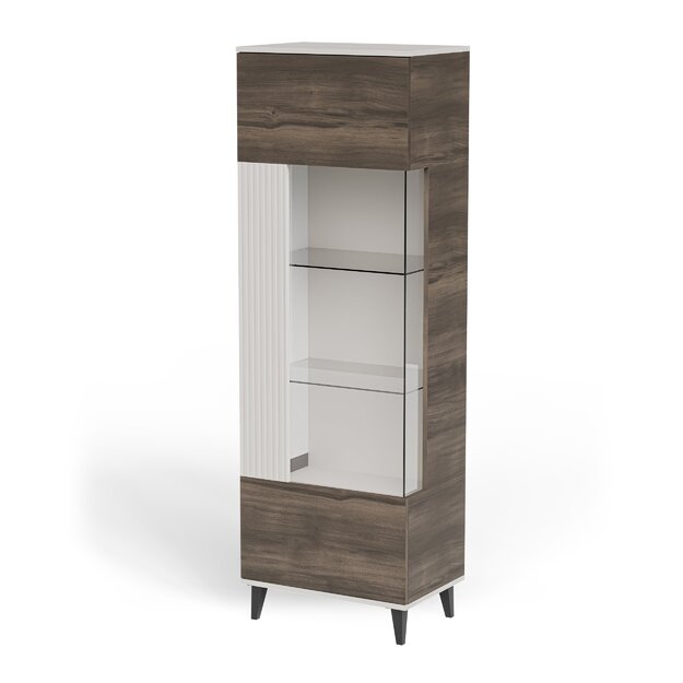 RANDOM 2 W-1 display cabinet, color: cashmere / walnut / black