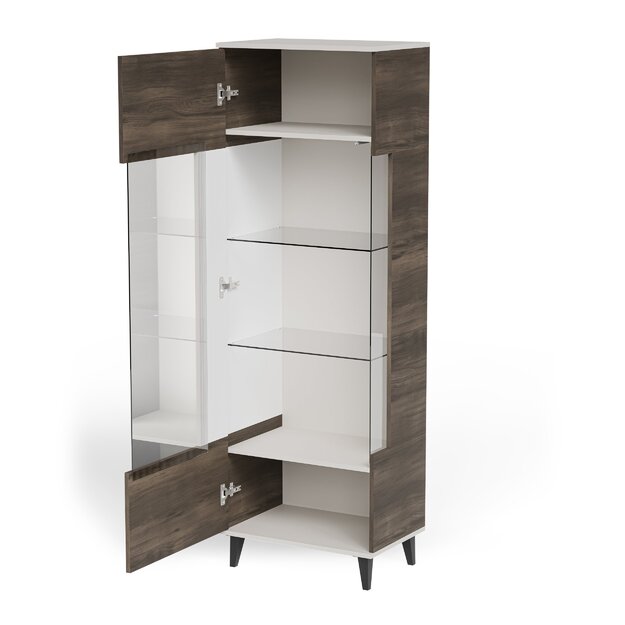 RANDOM 2 W-1 display cabinet, color: cashmere / walnut / black 8