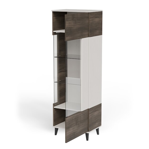RANDOM 2 W-1 display cabinet, color: cashmere / walnut / black 9