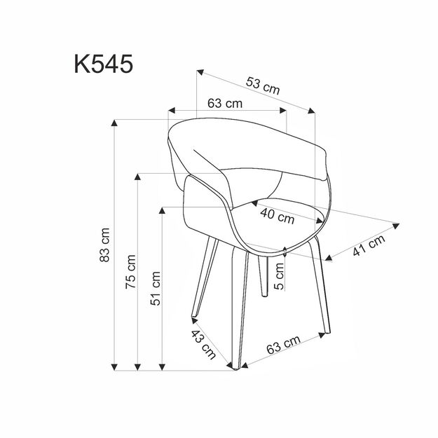 K545 chair, beige / walnut 4