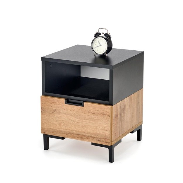 SILVIA bedside table, wotan oak - black 4