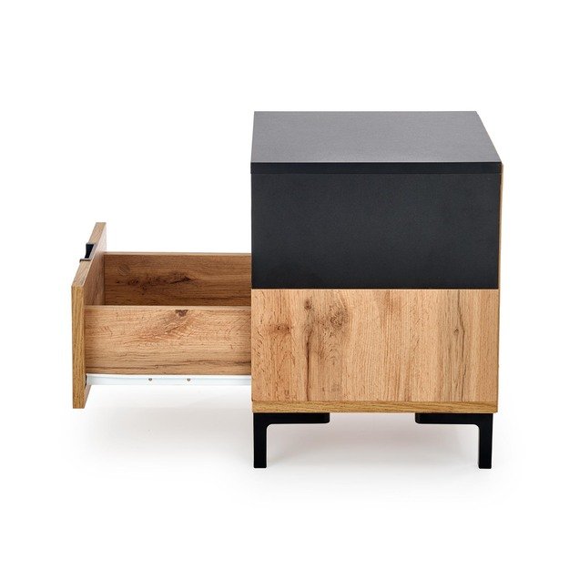 SILVIA bedside table, wotan oak - black 6