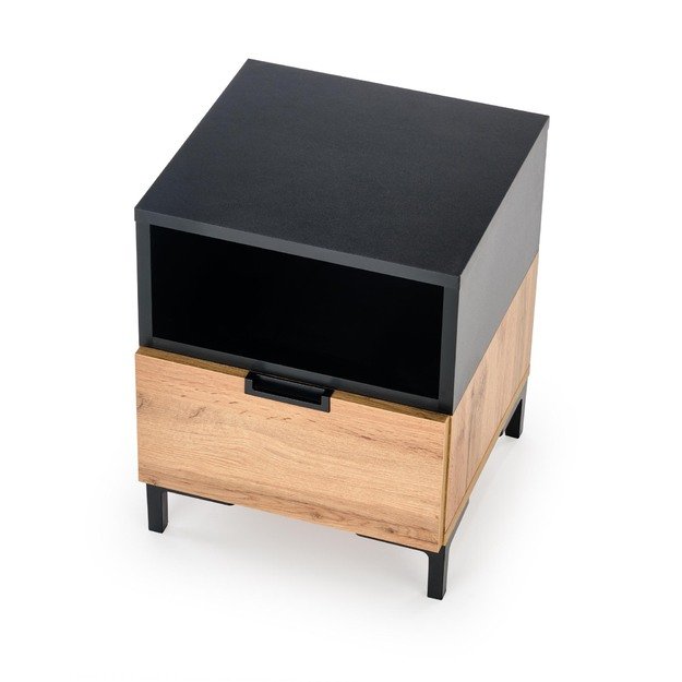 SILVIA bedside table, wotan oak - black 2