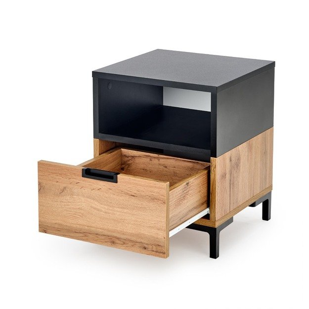 SILVIA bedside table, wotan oak - black 11