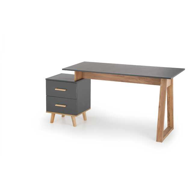 SERGIO, desk, anthracite matt - wotan oak 1