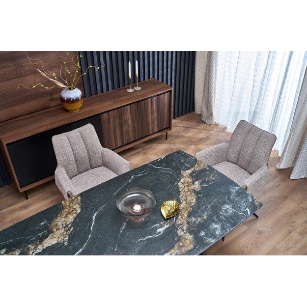 ARMANI extension table, black marble / black 18