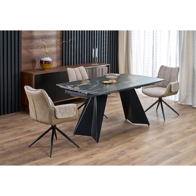 ARMANI extension table, black marble / black 15