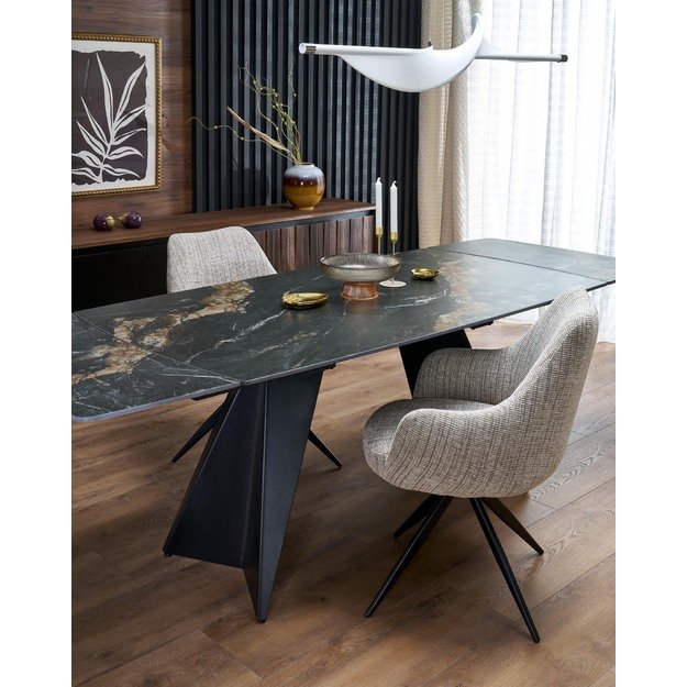 ARMANI extension table, black marble / black 12