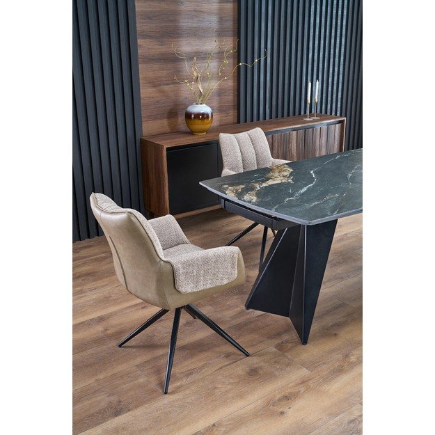 ARMANI extension table, black marble / black 16