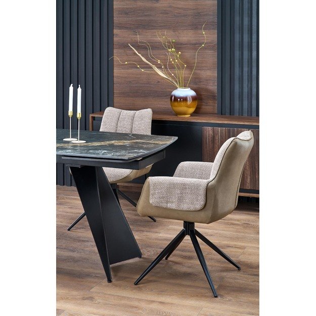 ARMANI extension table, black marble / black 17