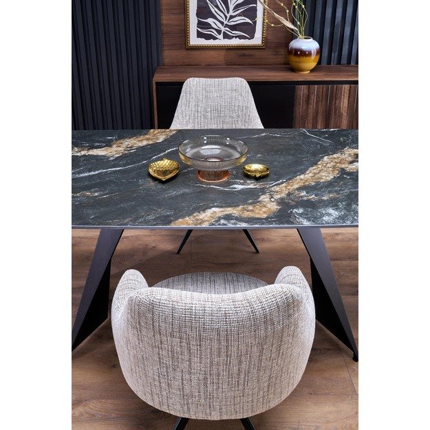 ARMANI extension table, black marble / black 13